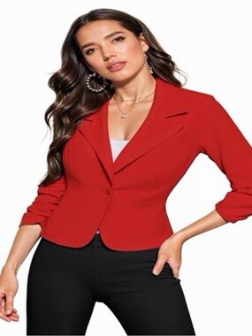 Hybrid & company Red Tailored Single-Button Blazer